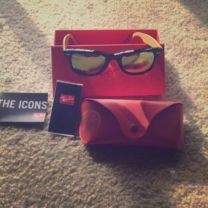 Ray Ban black and green slanted shades